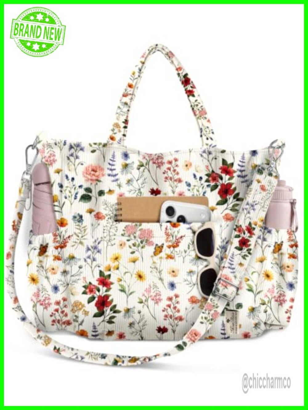 Corduroy Crossbody Tote Bag Large 3-Way Shoulder Purse Fits 14 inch Laptop